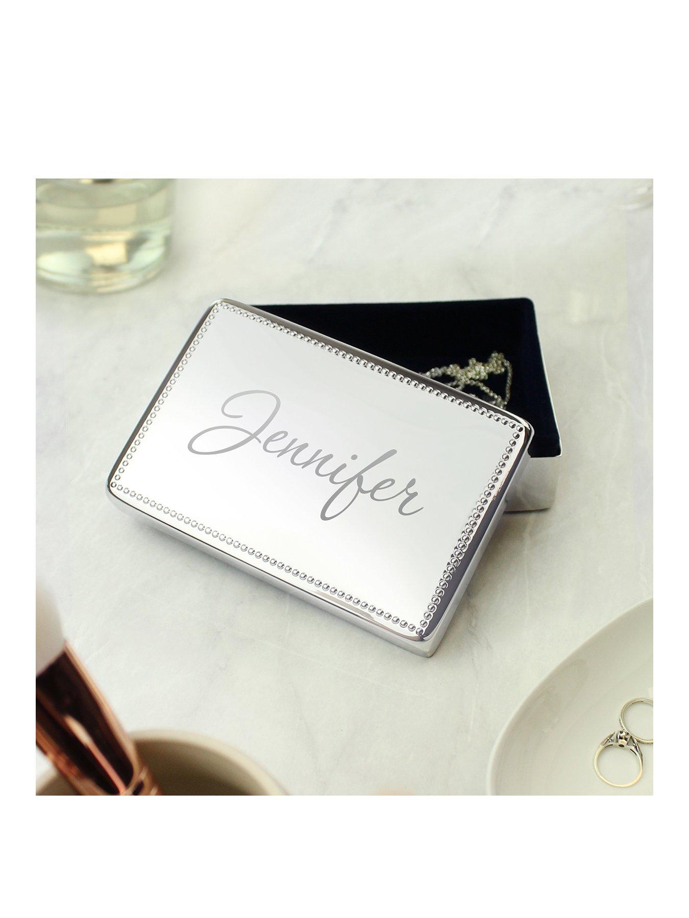 Product photograph of The Personalised Memento Company Bespoke Rectangular Jewellery Box from very.co.uk