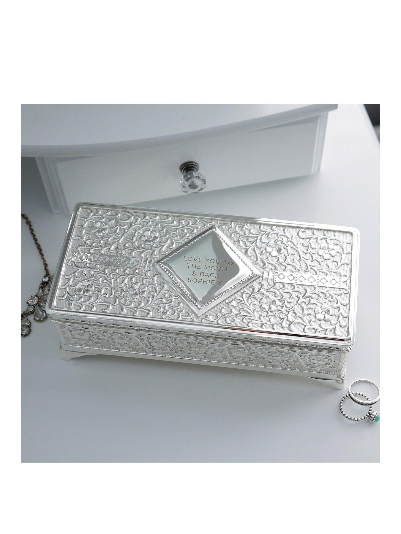 Product photograph of The Personalised Memento Company Bespoke Antique Jewellery Box from very.co.uk