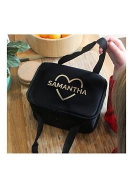 Product photograph of The Personalised Memento Company Personalised Gold Heart Lunch Bag from very.co.uk