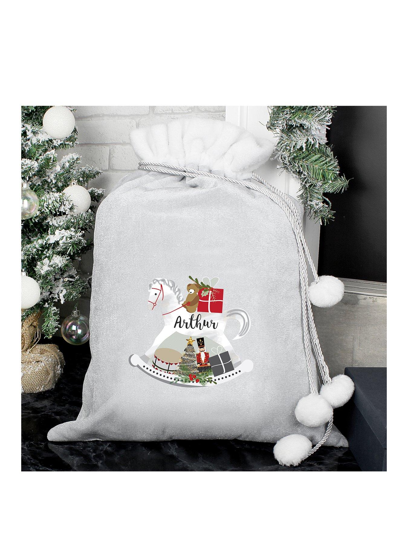 Image 1 of 3 of Personalised Grey Rocking Horse Christmas Sack