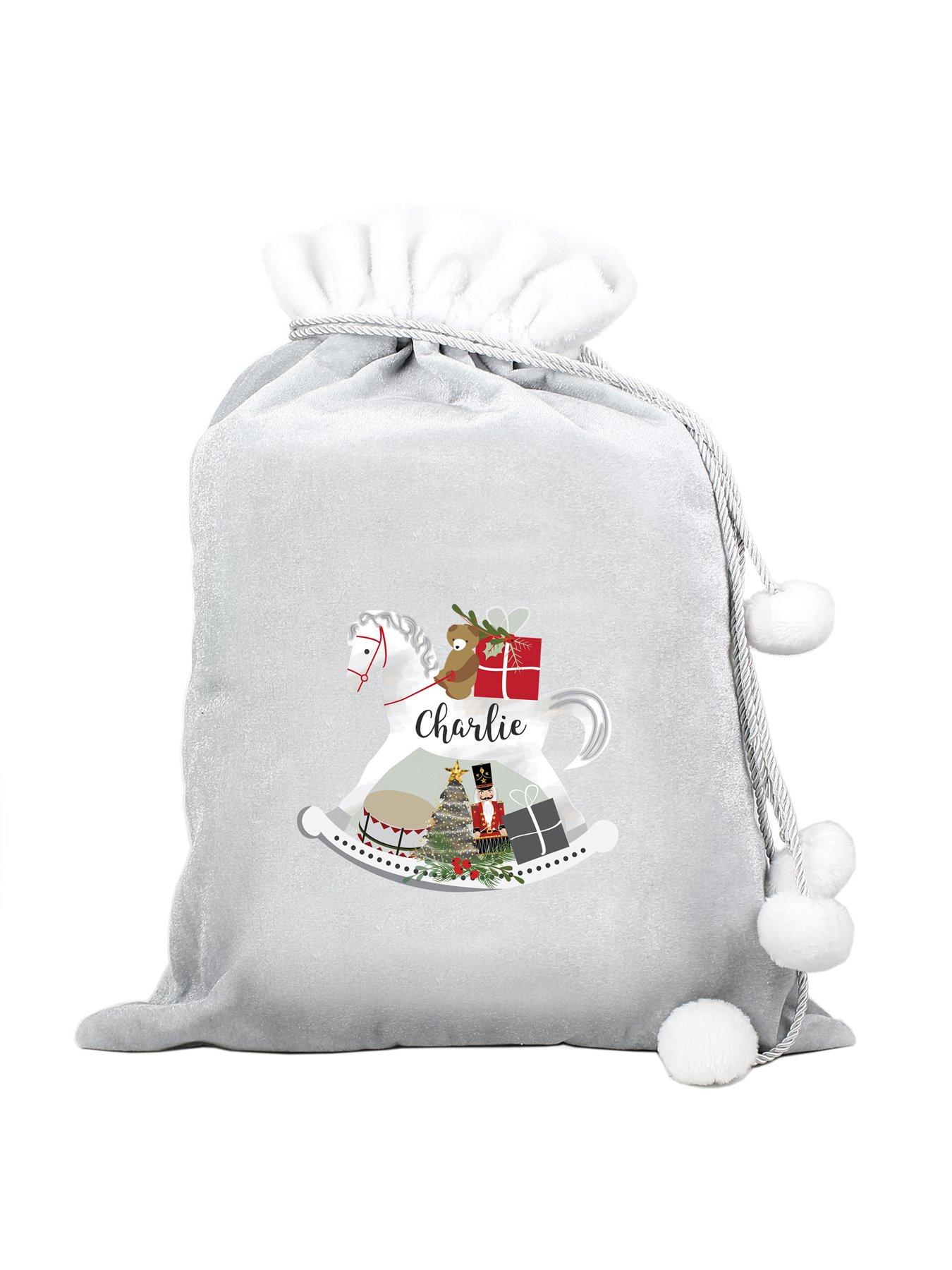 Image 3 of 3 of Personalised Grey Rocking Horse Christmas Sack