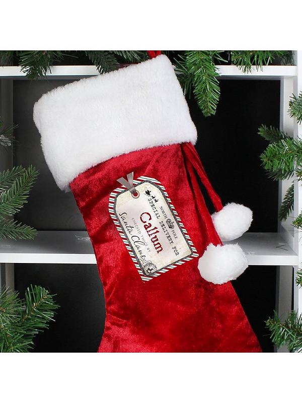 Standard Full Size Plush Premium Classic Red And White Christmas Stocking 