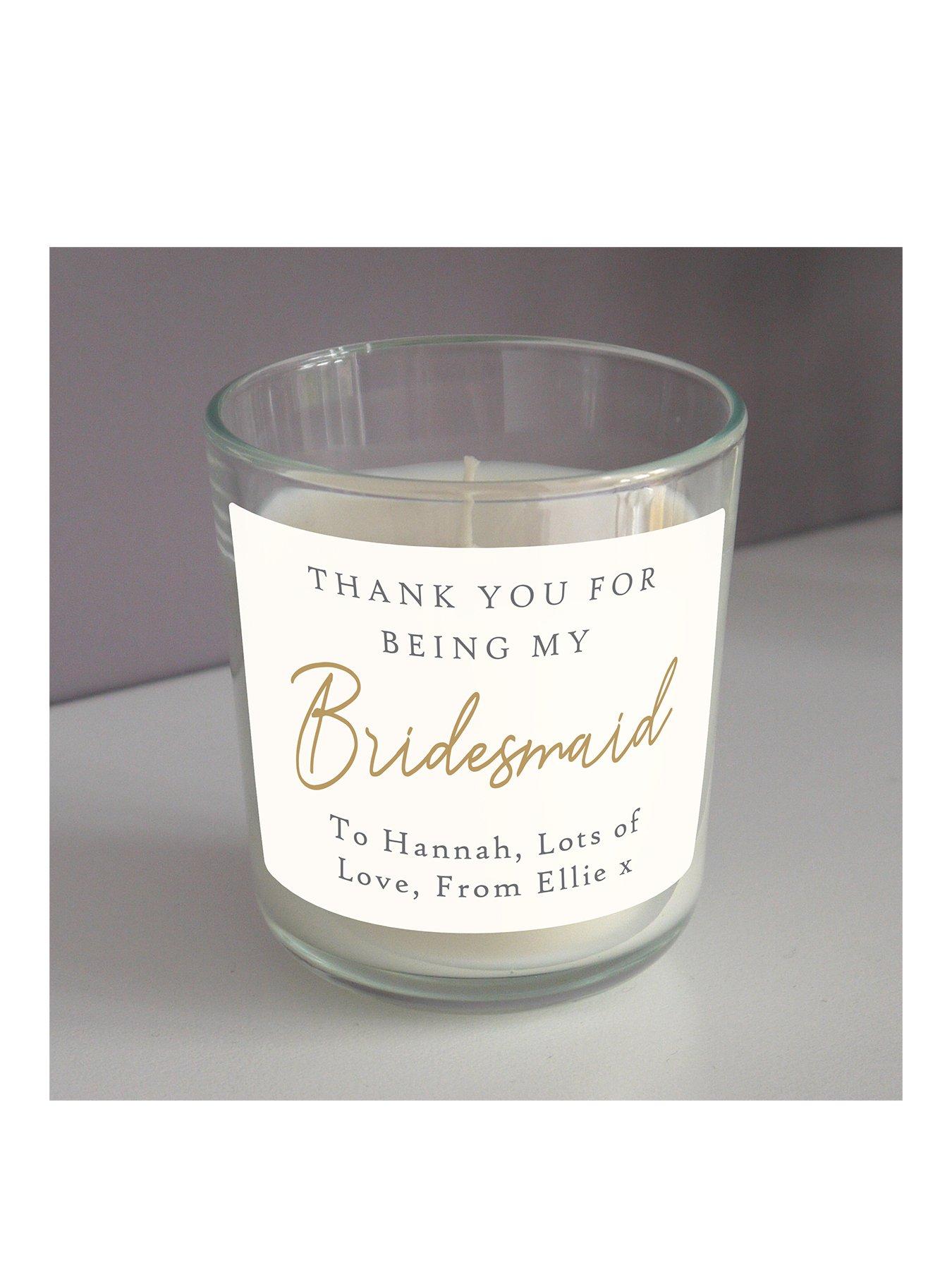 Product photograph of The Personalised Memento Company Personalised Bridesmaid Candle from very.co.uk