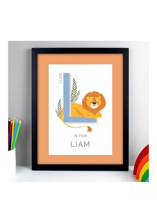 front image of the-personalised-memento-company-personalised-animal-alphabet-framed-print