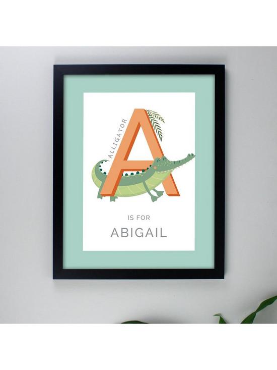 stillFront image of the-personalised-memento-company-personalised-animal-alphabet-framed-print