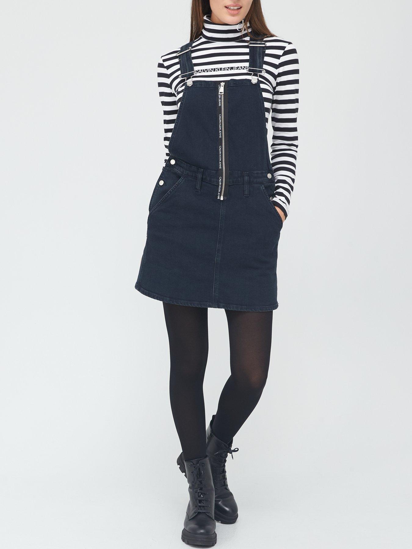 calvin klein denim dress zipper