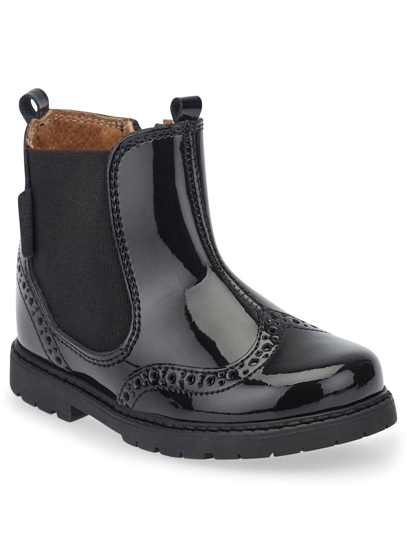 Black patent boots with zip best sale up front