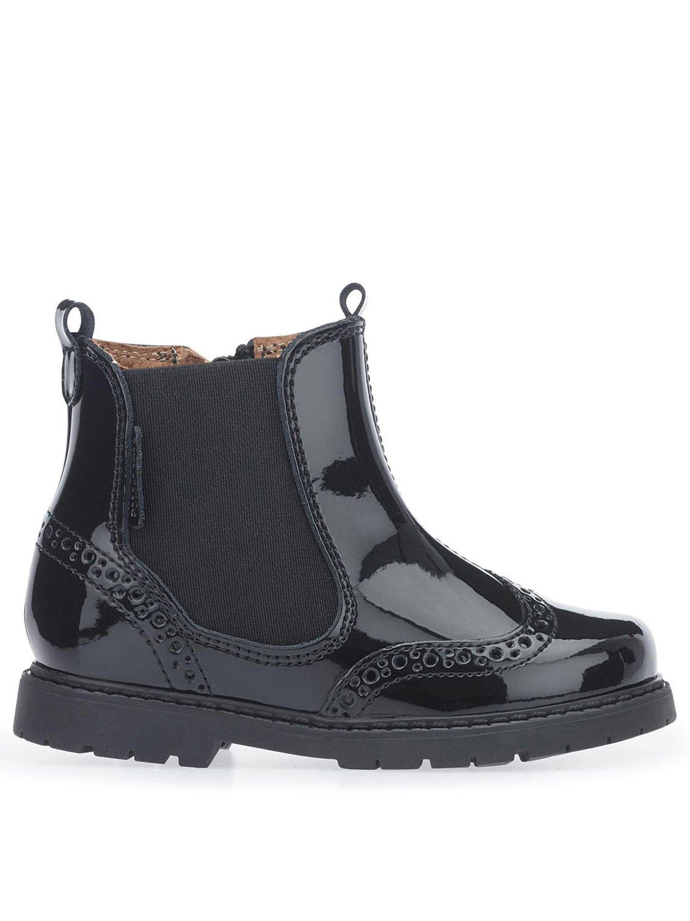Image 3 of 5 of Start-rite Girls&nbsp;Chelsea&nbsp;Patent Leather&nbsp;Pull On Zip Up Boots - Black