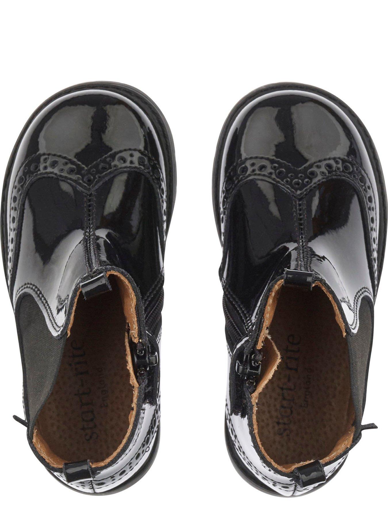 Image 4 of 5 of Start-rite Girls&nbsp;Chelsea&nbsp;Patent Leather&nbsp;Pull On Zip Up Boots - Black