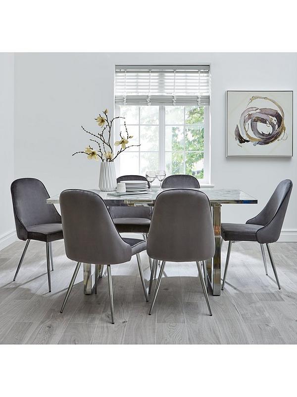 Ivy Marble Effect Rectangle Dining, Dining Table And 6 Chairs Next