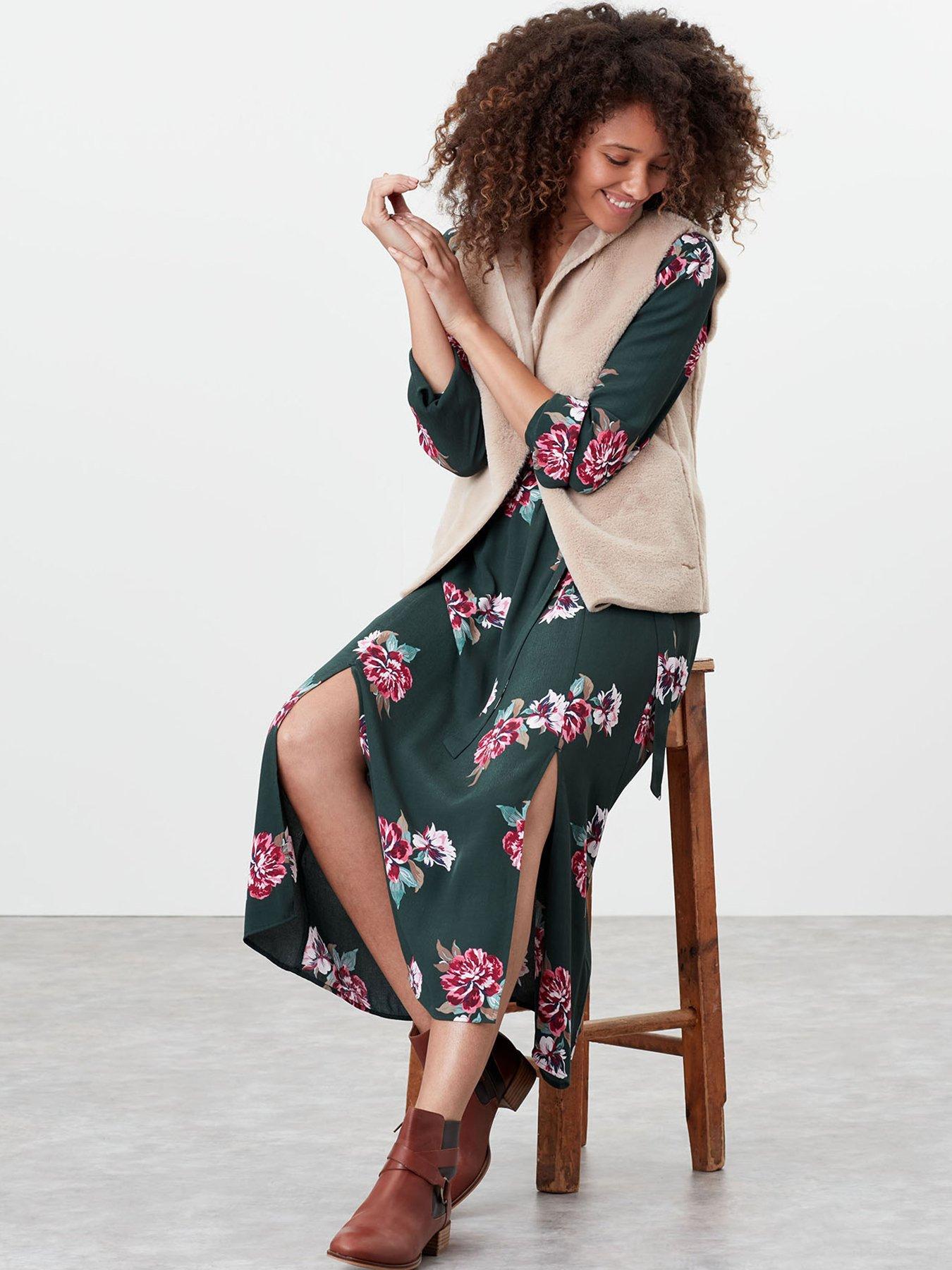 Joules Chloe Fixed Wrap Dress - Green 