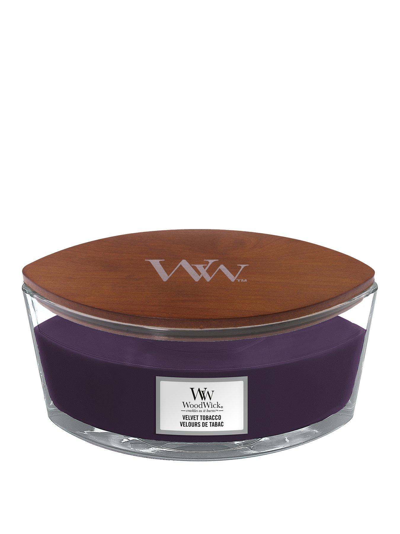 Woodwick Ellipse Velvet Tobacco Candle|brown