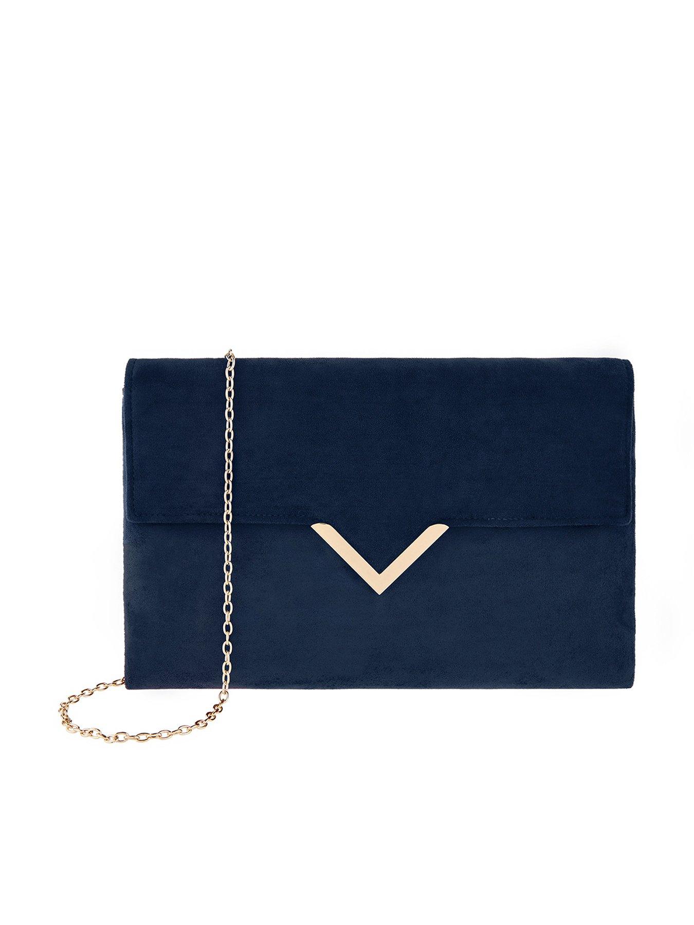 navy leather clutch bag uk