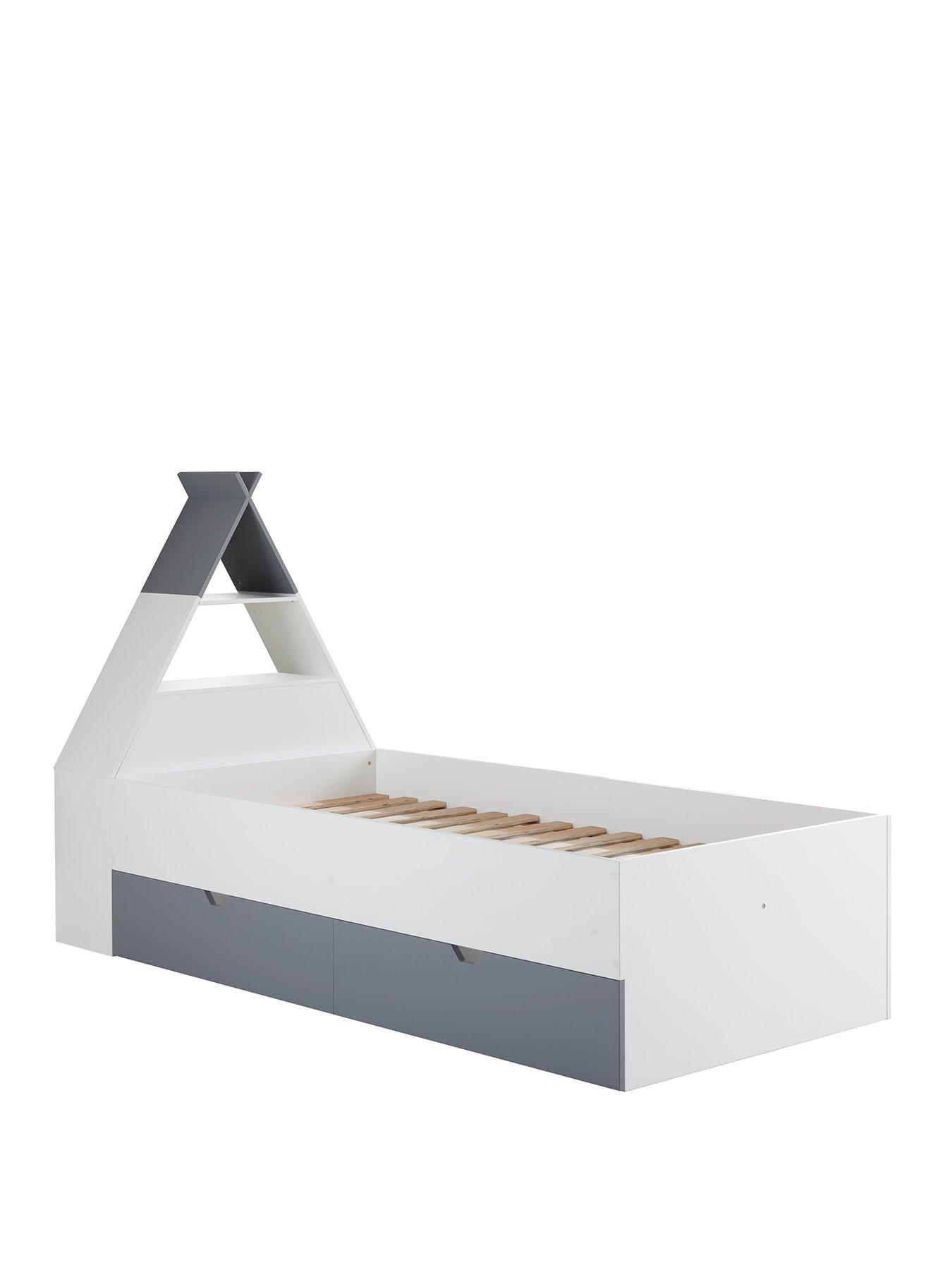 Product photograph of Lloyd Pascal Teepee Bed With Storage Headboard - Grey White from very.co.uk