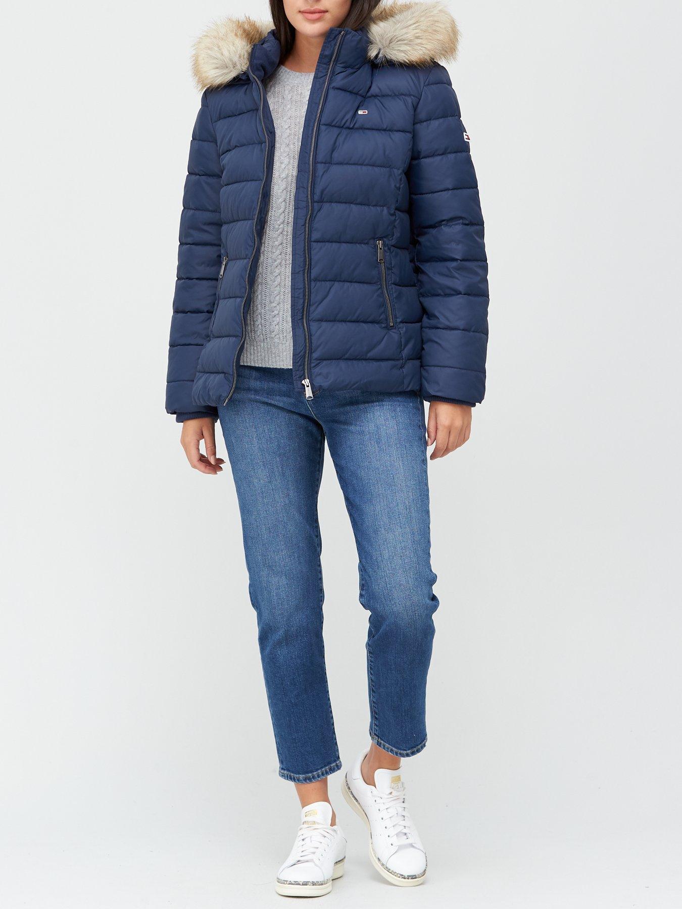 tommy hilfiger women's jacket with fur