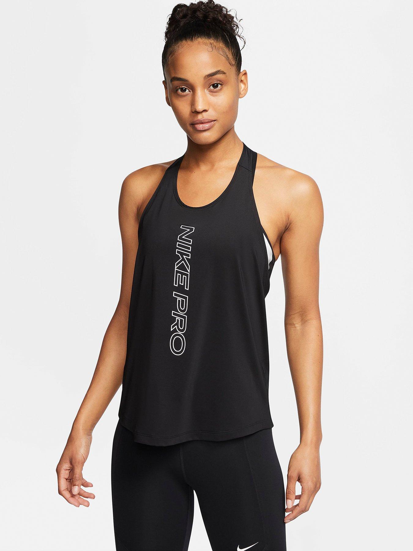 nike pro training elastika tank in black