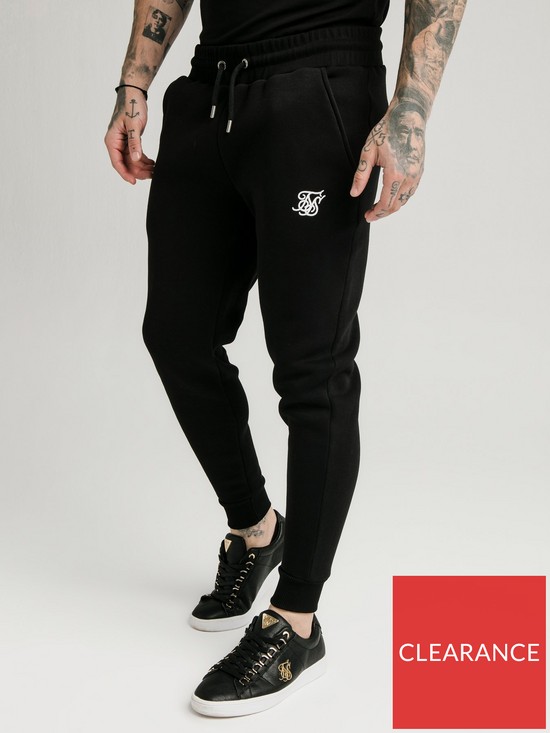 front image of sik-silk-muscle-fit-jogger-black
