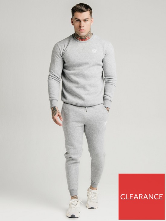 stillFront image of sik-silk-muscle-fit-jogger-grey-marl