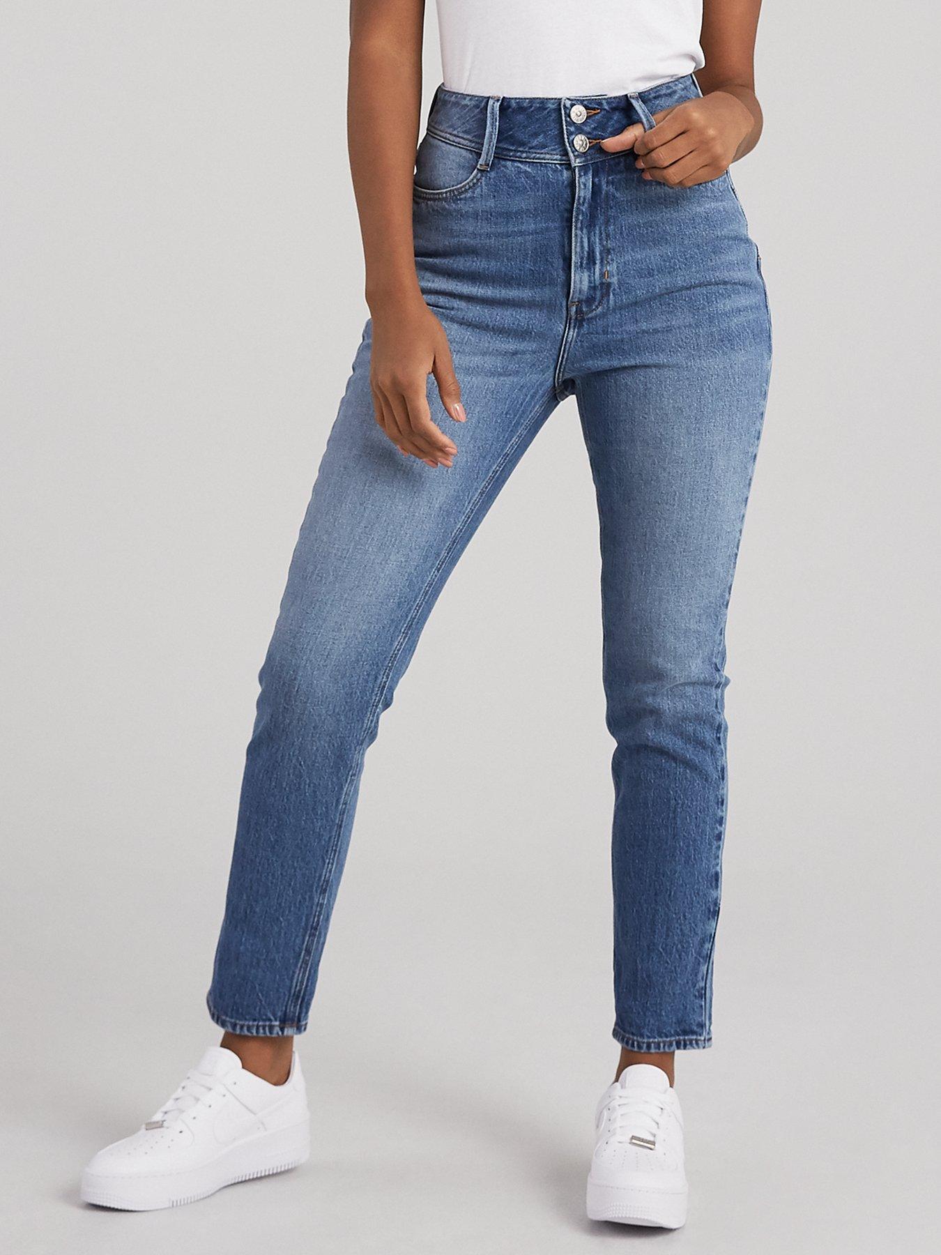 V by Very Shaping Slim Mom Jean - Mid Wash | very.co.uk