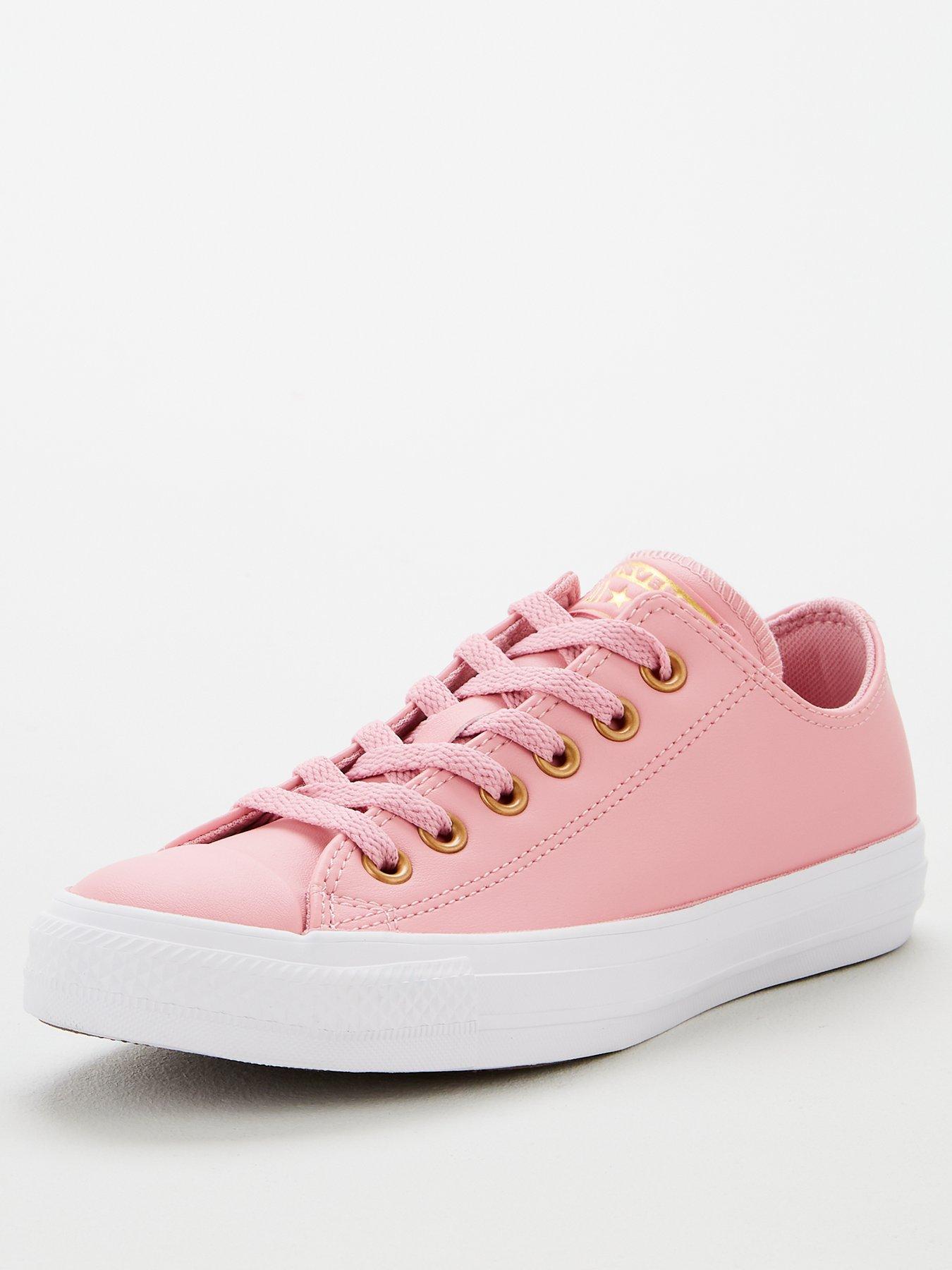 Converse Chuck Taylor All Star Faux Leather Ox Plimsoll - Pink | very.co.uk