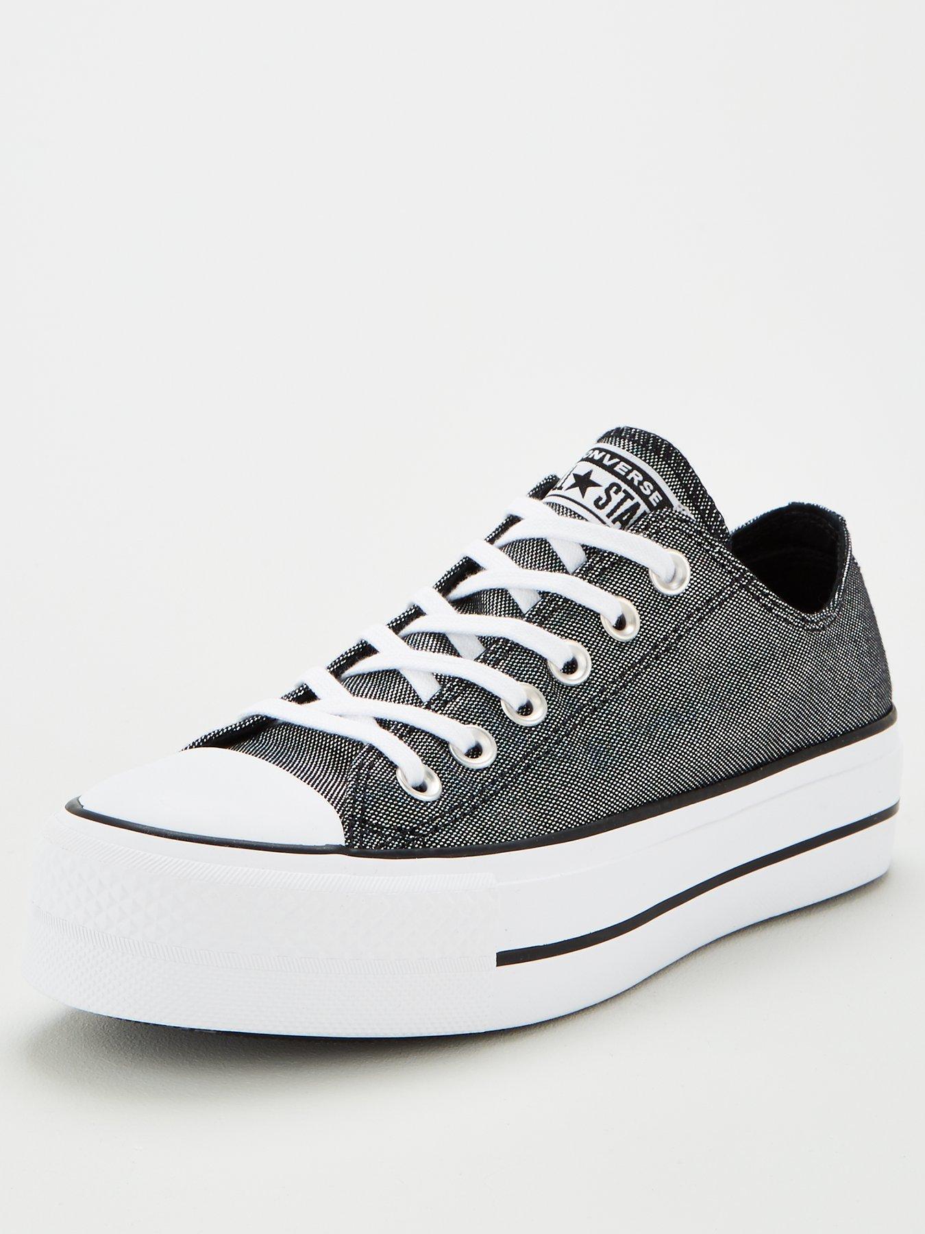 ladies silver converse trainers