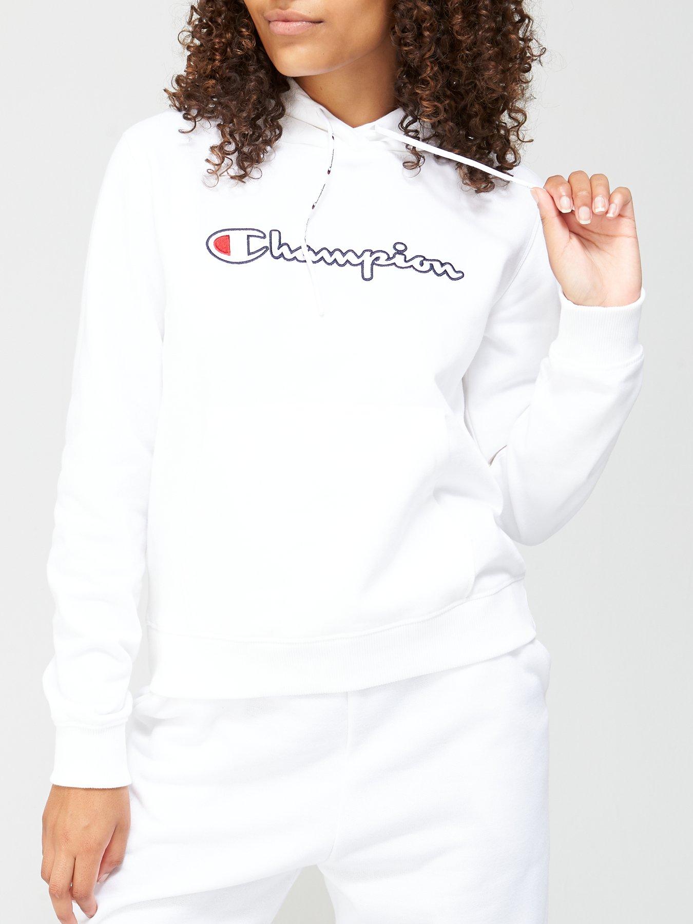 champion hooded sweatshirt white