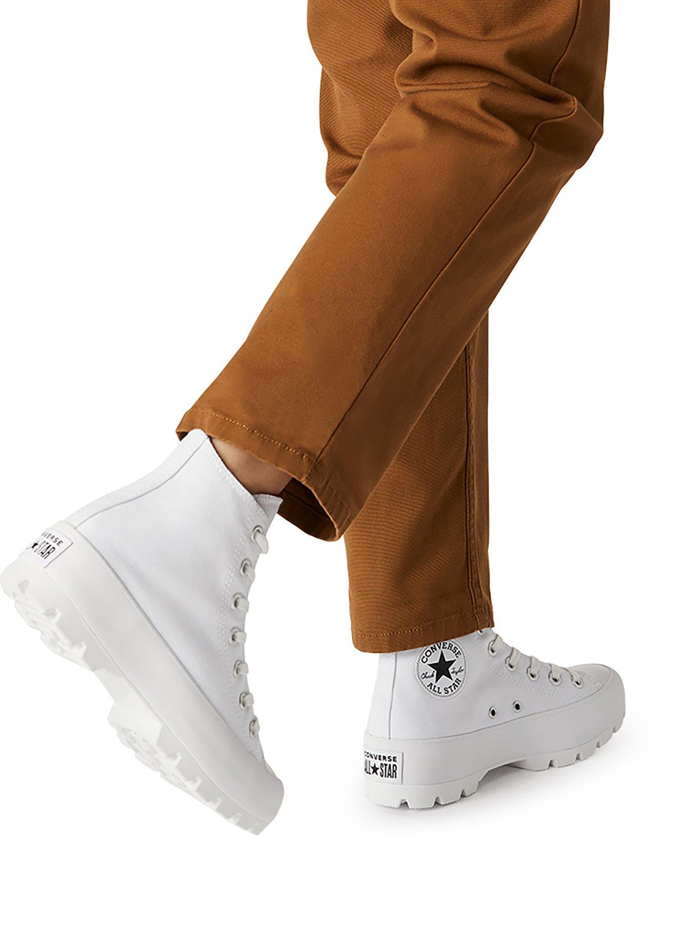 white leather lugged converse