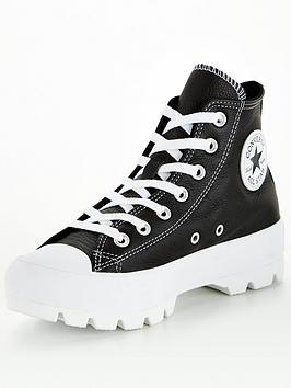 Converse Chuck Taylor All Star Lugged Leather Hi - Black/White | very.co.uk