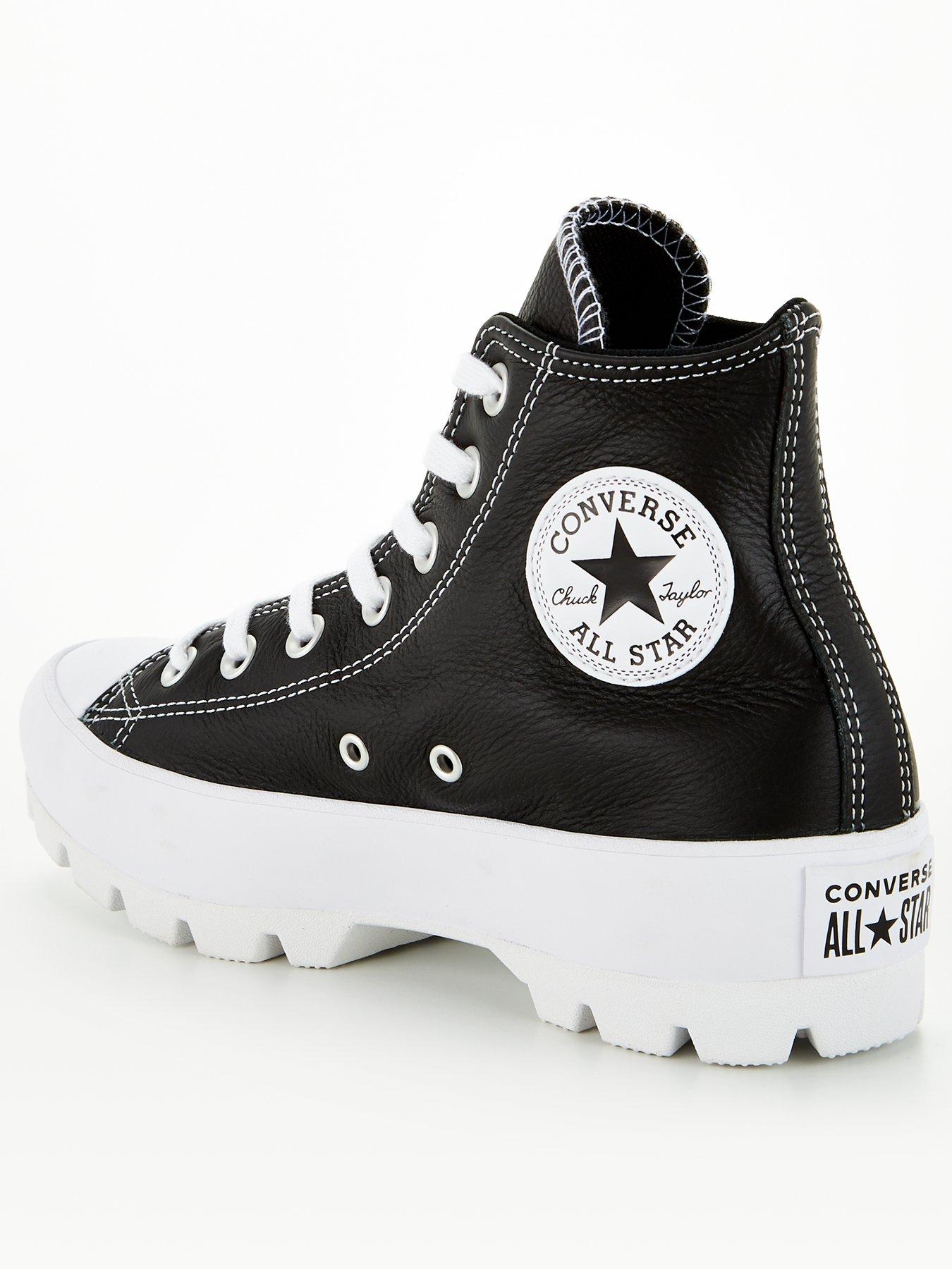 Converse Chuck Taylor All Star Lugged Leather Hi - Black/White | very.co.uk