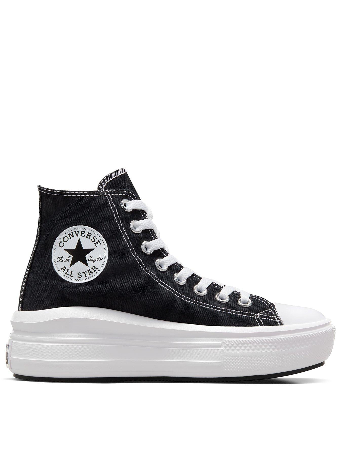 Converse Chuck Taylor All Platform Hi Trainers - Black/White very.co.uk