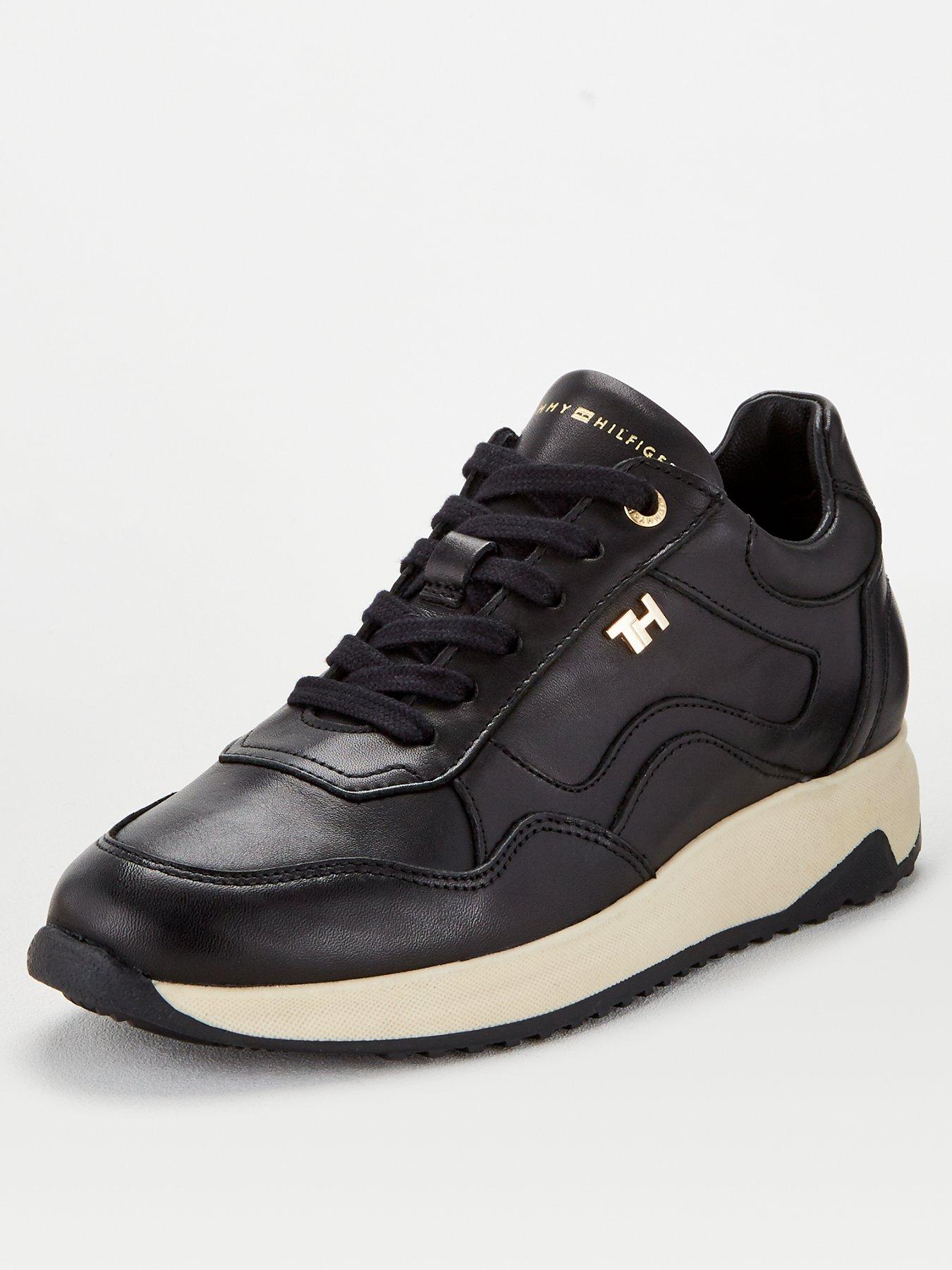 tommy hilfiger black trainers womens