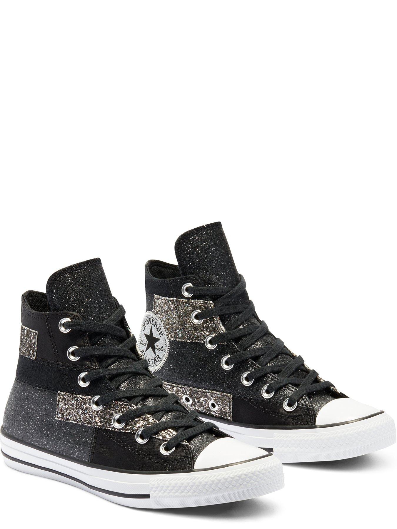 Black sparkly shop converse high tops