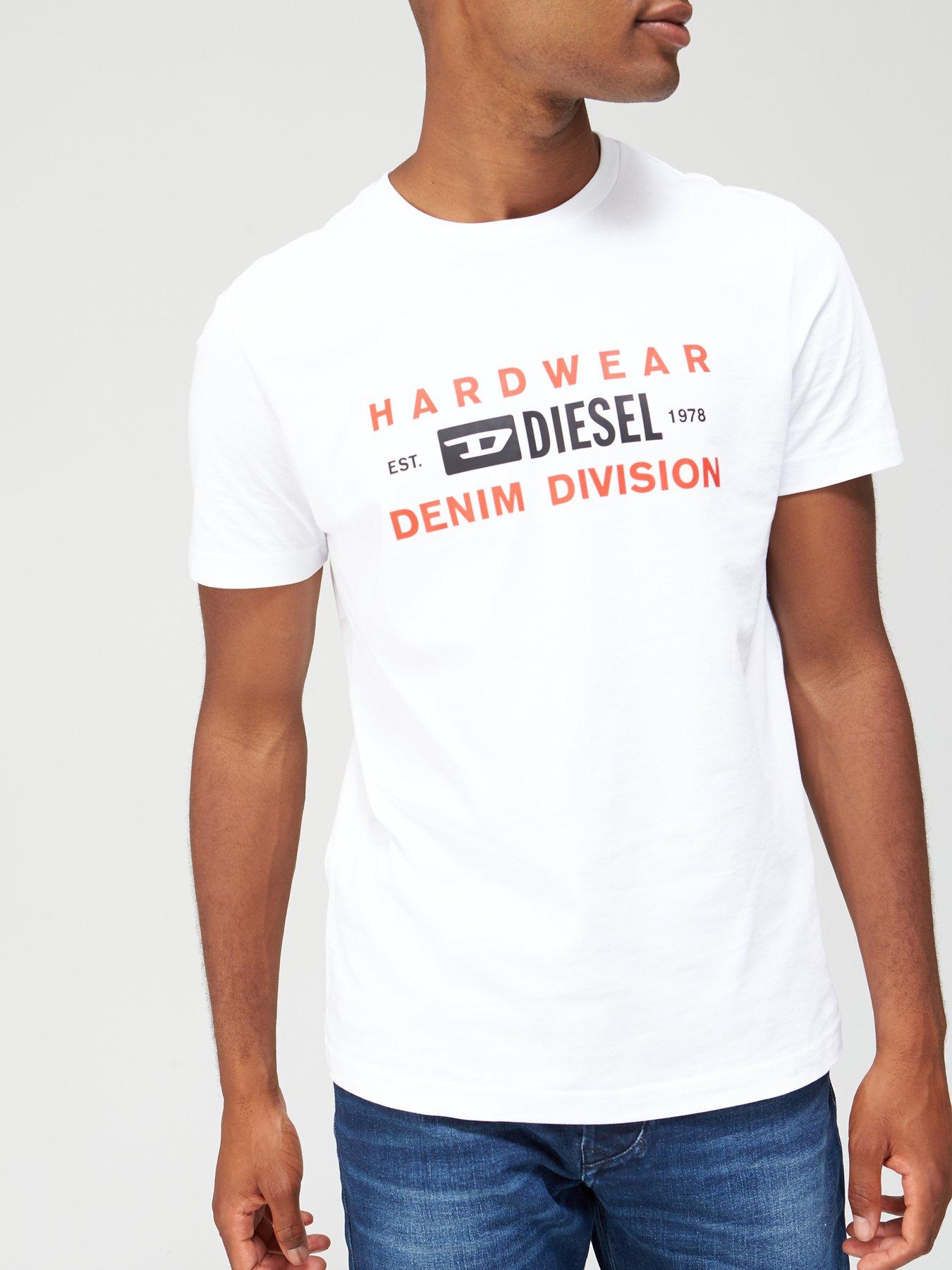 Diesel Hardware Denim Division Logo T Shirt - White | very.co.uk