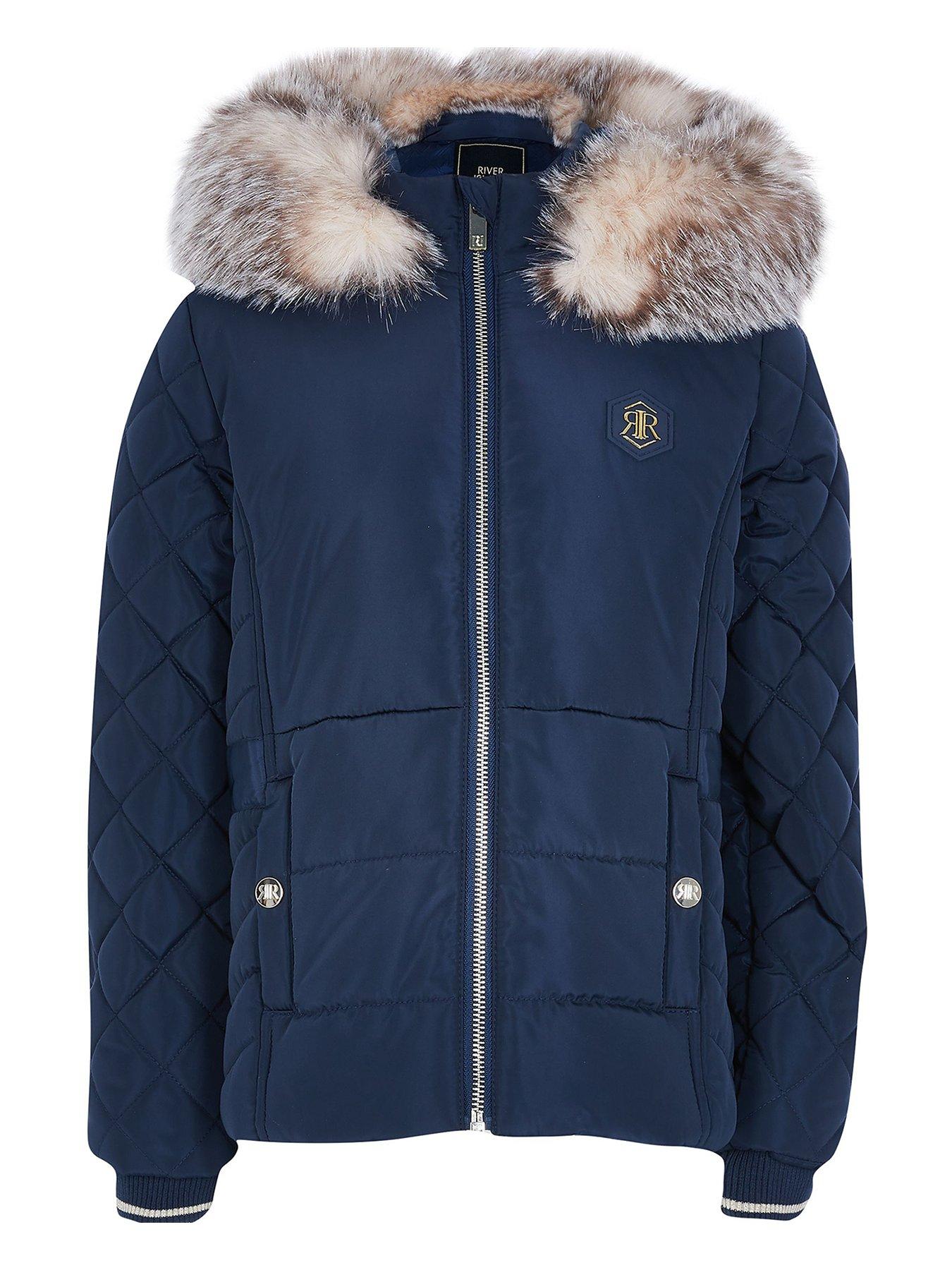 girls navy padded coat