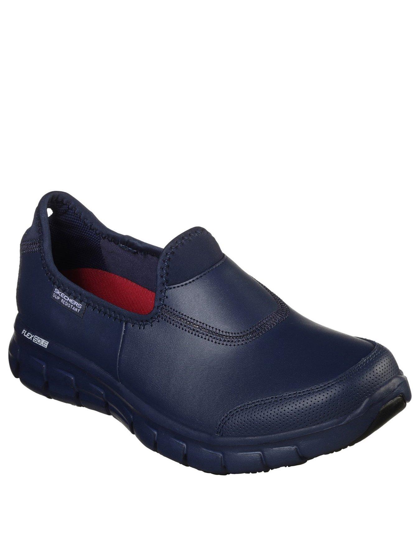 navy leather skechers