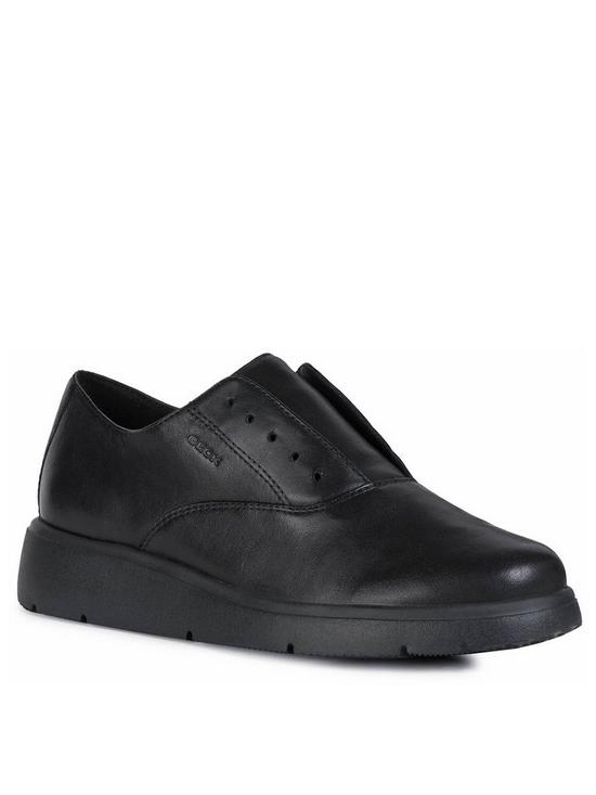front image of geox-arlara-h-leather-shoe-black