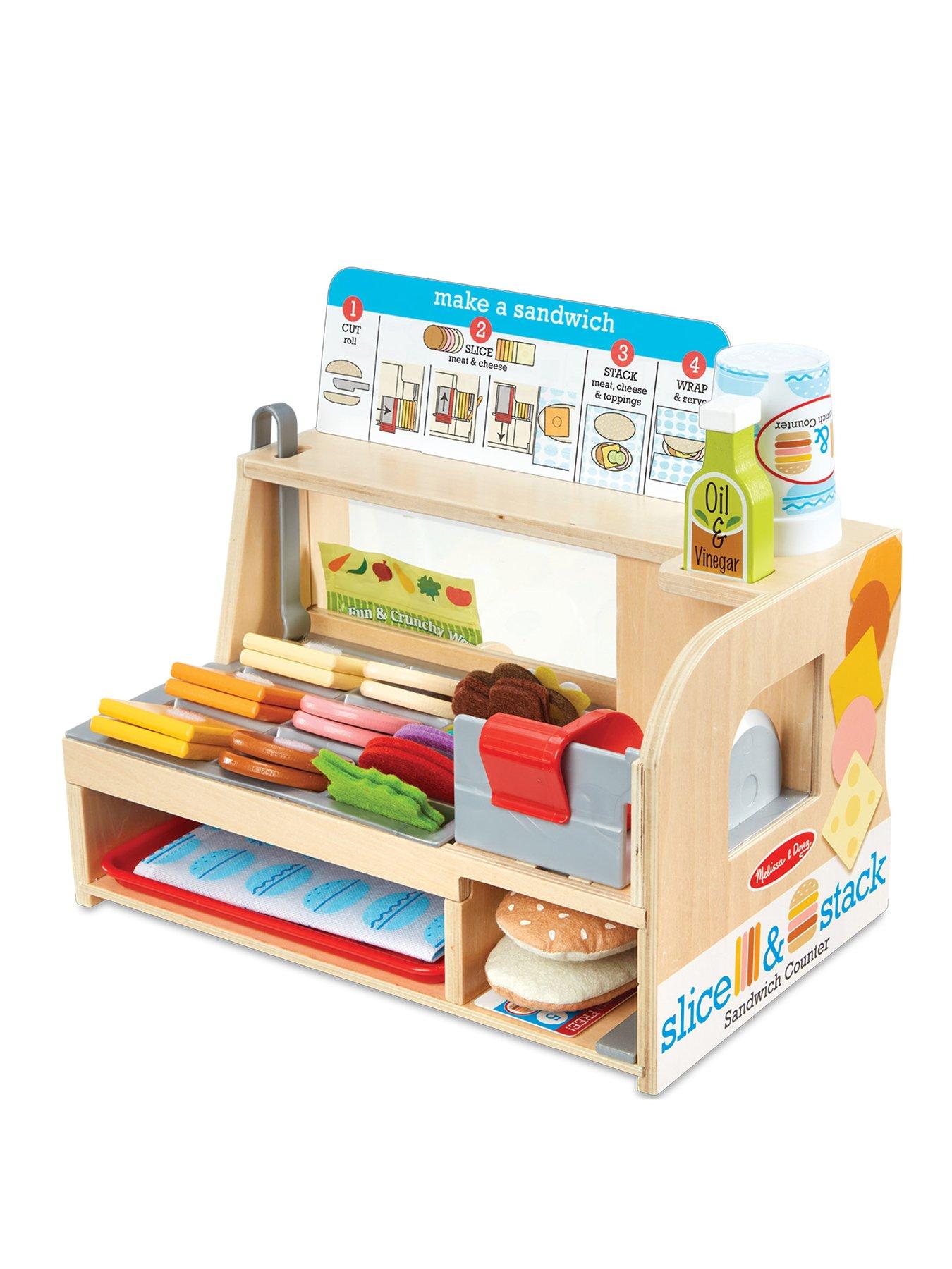 Image 1 of 6 of Melissa & Doug Wooden Slice &amp; Stack Sandwich Counter Playset