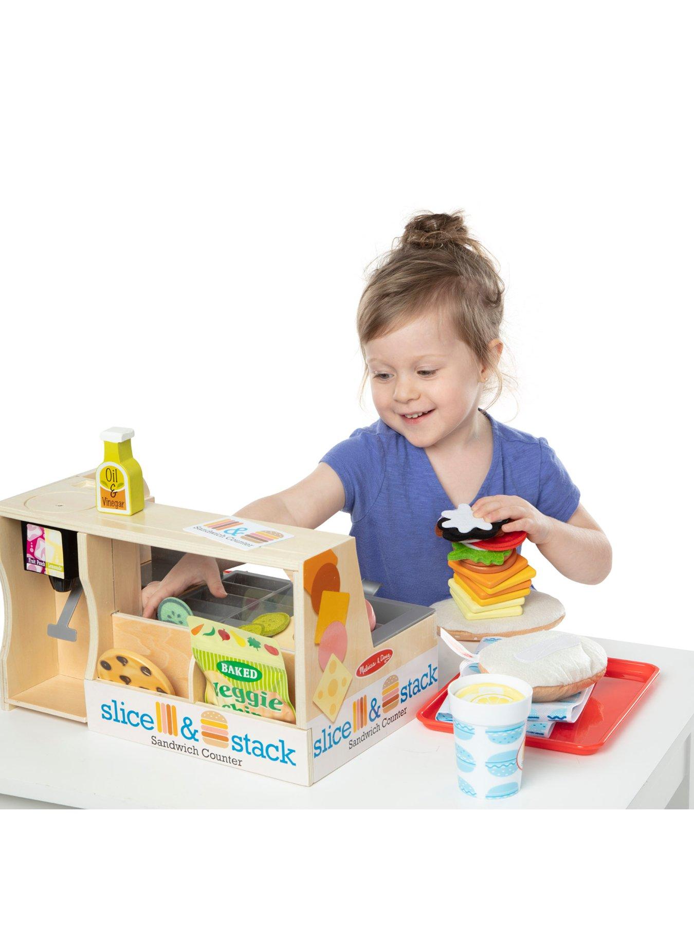 Image 3 of 6 of Melissa & Doug Wooden Slice &amp; Stack Sandwich Counter Playset