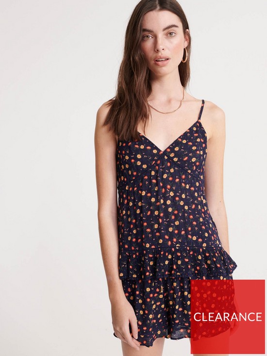 front image of superdry-summer-lace-cami-top-navy