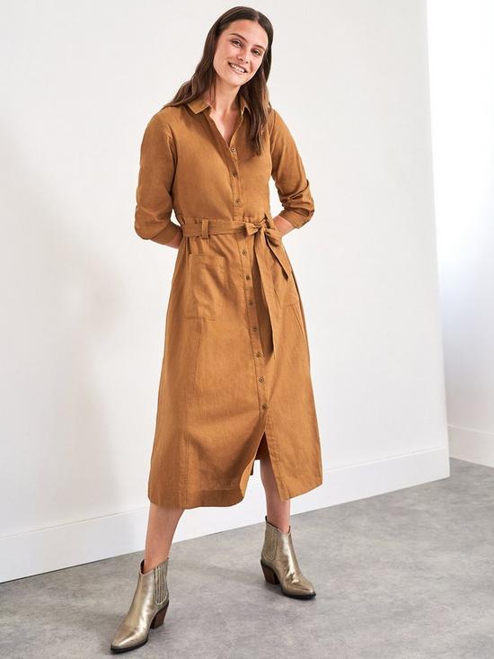 front image of white-stuff-ignes-shirt-dress-brown