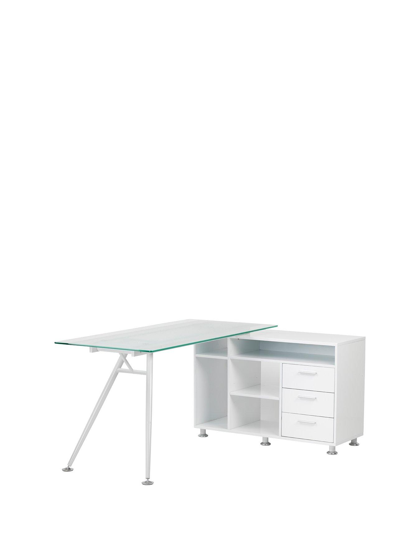 Alphason Augusta Glass Desk with Storage Unit very.co.uk