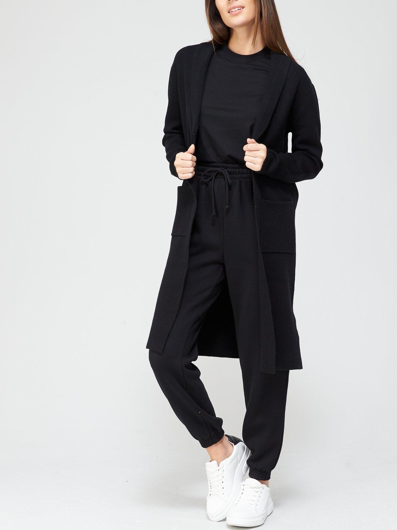 black longline coatigan