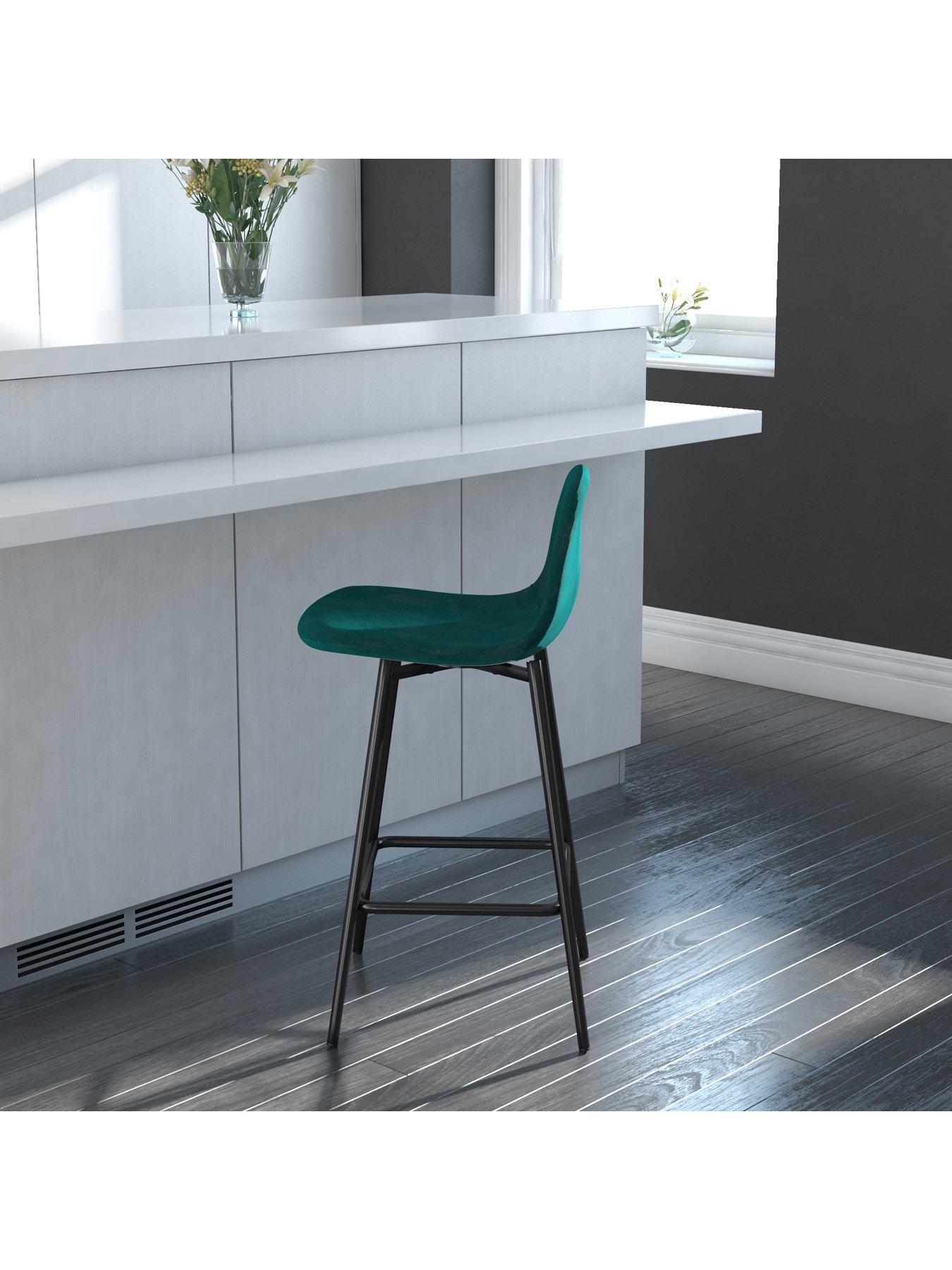 undefined Calvin Velvet Bar Stool- Green