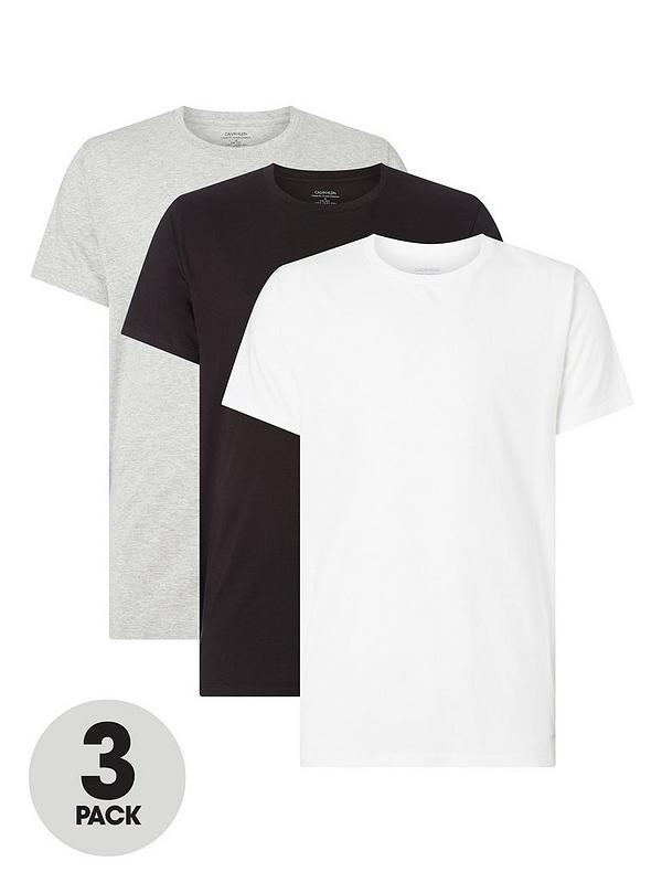 Calvin Klein 3 Pack T-shirts - Black/White/Grey | very.co.uk