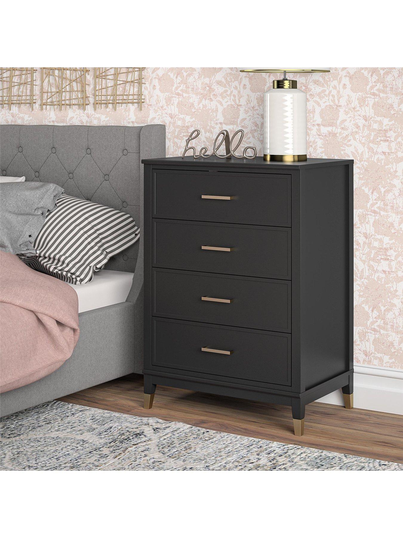 undefined Westerleigh 4 Drawer Chest - Black/Gold