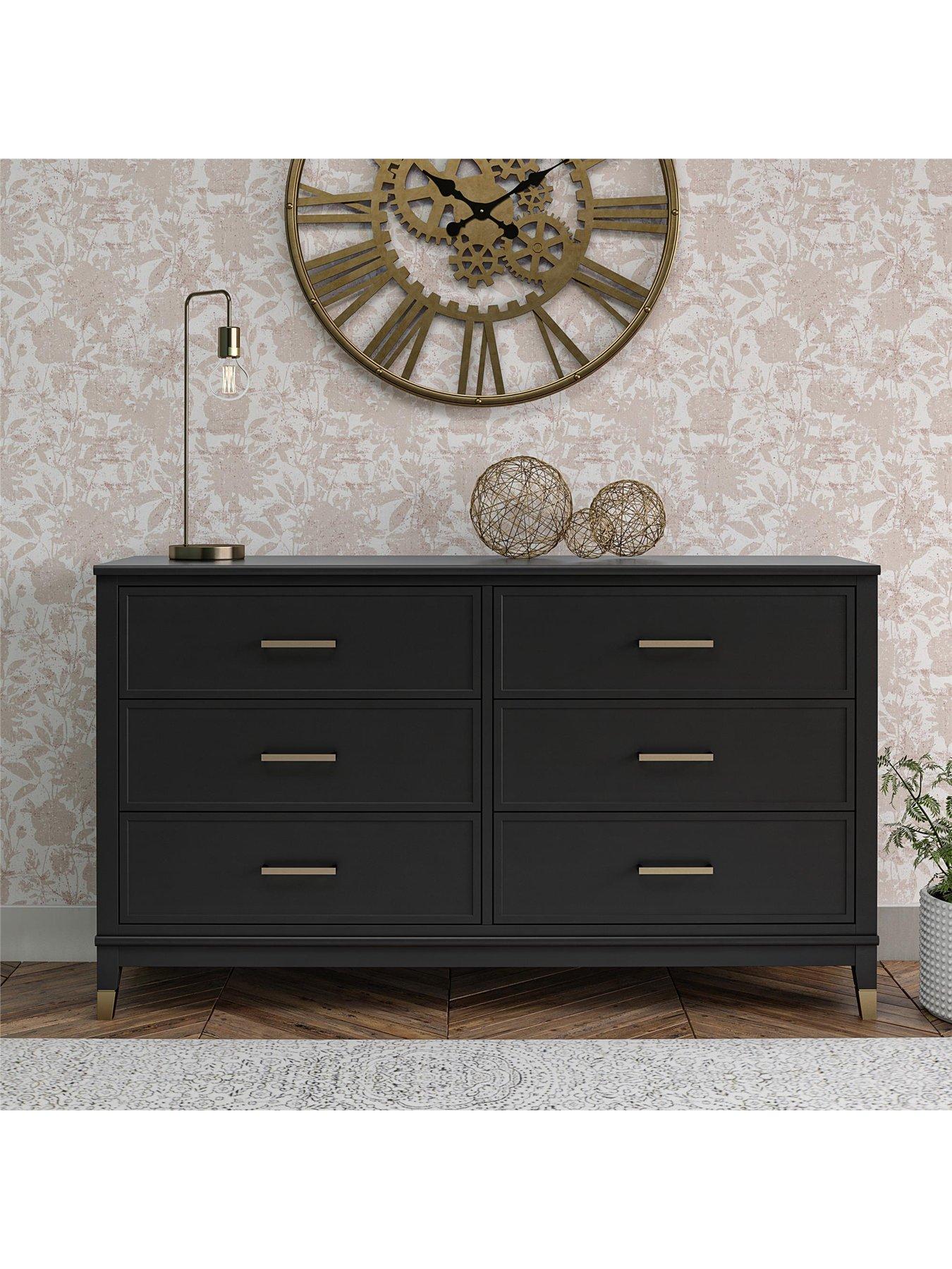 undefined Westerleigh 6 Drawer Chest - Black/Gold