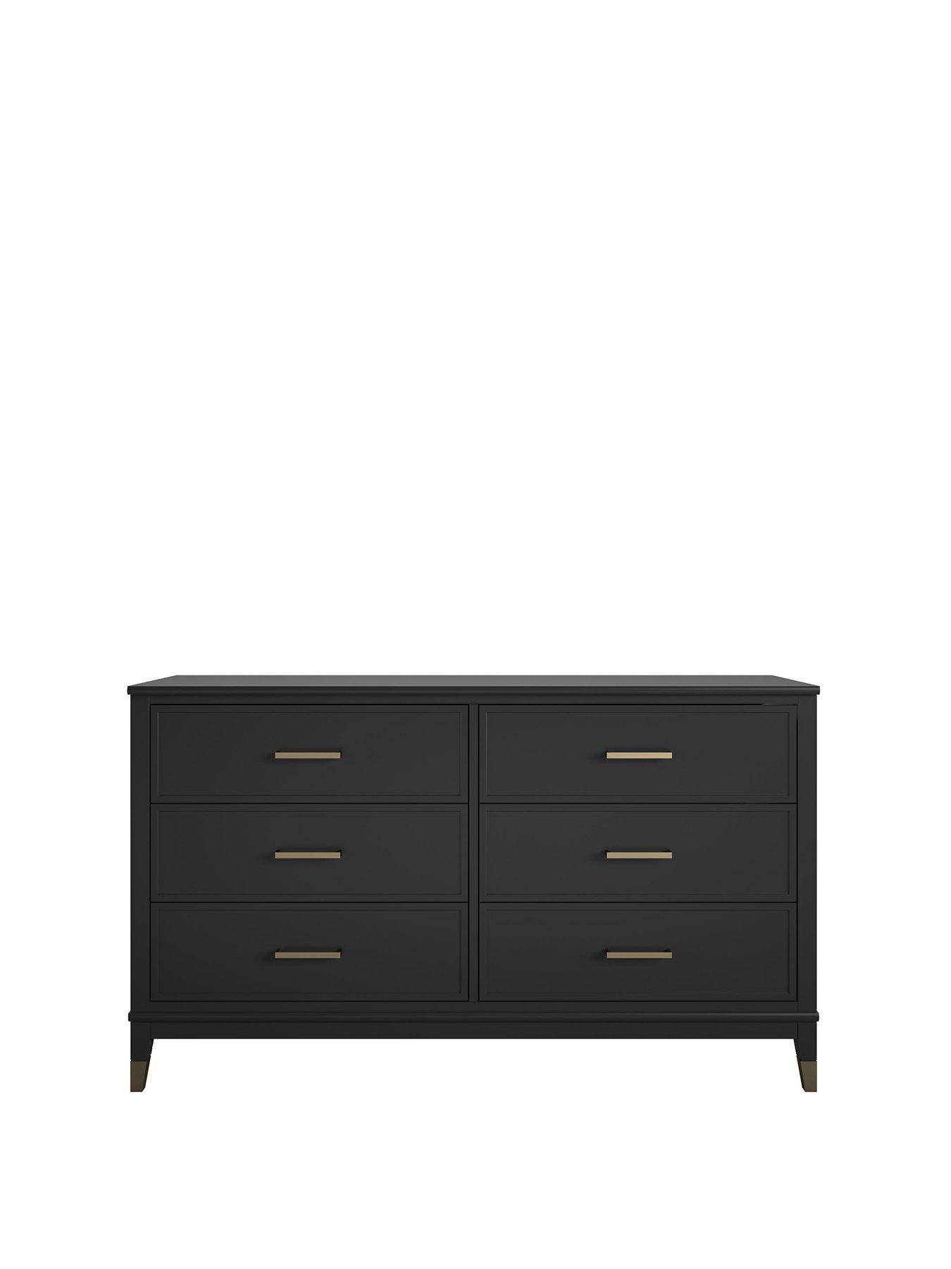 Product photograph of Cosmoliving By Cosmopolitan Westerleigh 6 Drawer Chest - Black Gold from very.co.uk