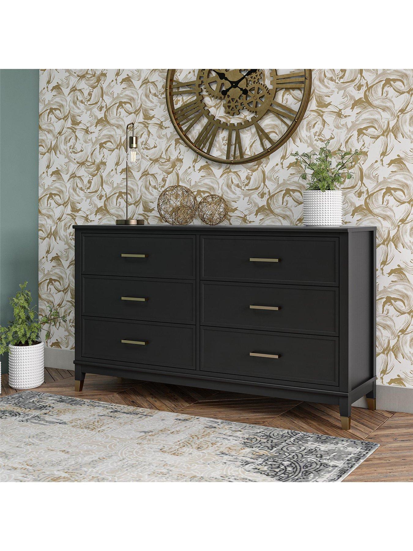 CosmoLiving by Cosmopolitan Westerleigh 6 Drawer Chest Black/Gold