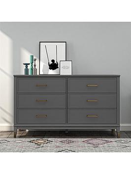 Product photograph of Cosmoliving By Cosmopolitan Westerleigh 6 Drawer Chest - Graphite Grey from very.co.uk