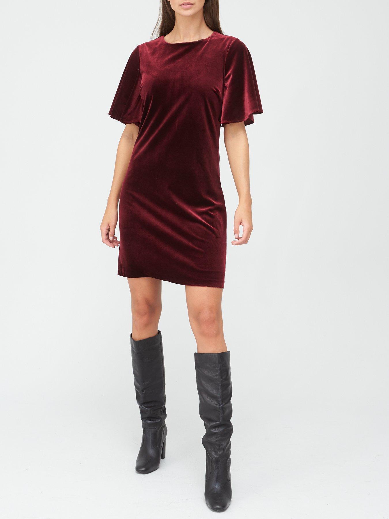 burgundy shift dress uk